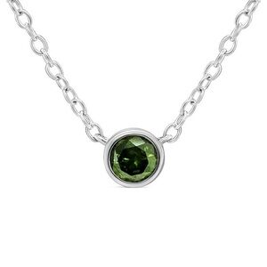Elegant Green Diamond Silver Necklace